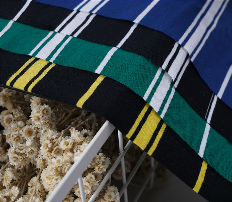 Durable Plain Cotton Sweat Absorbent Striped Material Fabric For T - Shirt Tear Resistant