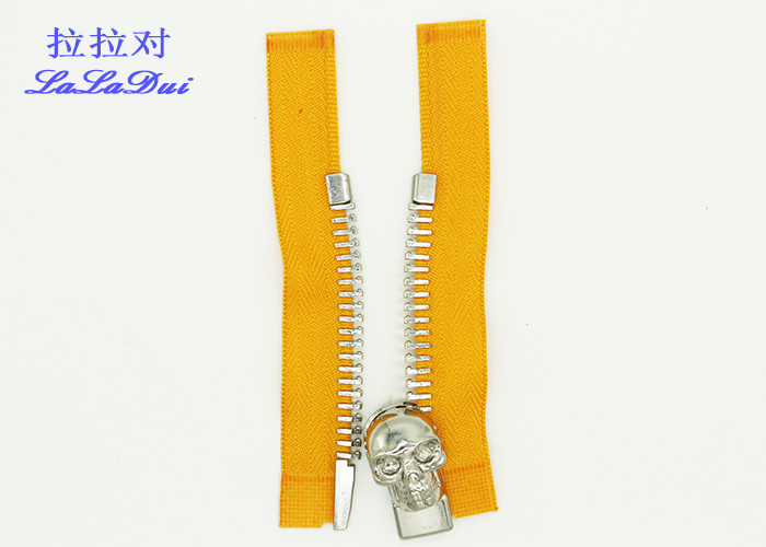 Euro Open End Metal Big Teeth Zipper Skull Zipper Pulls 10# / 12# High Strength Smooth Face