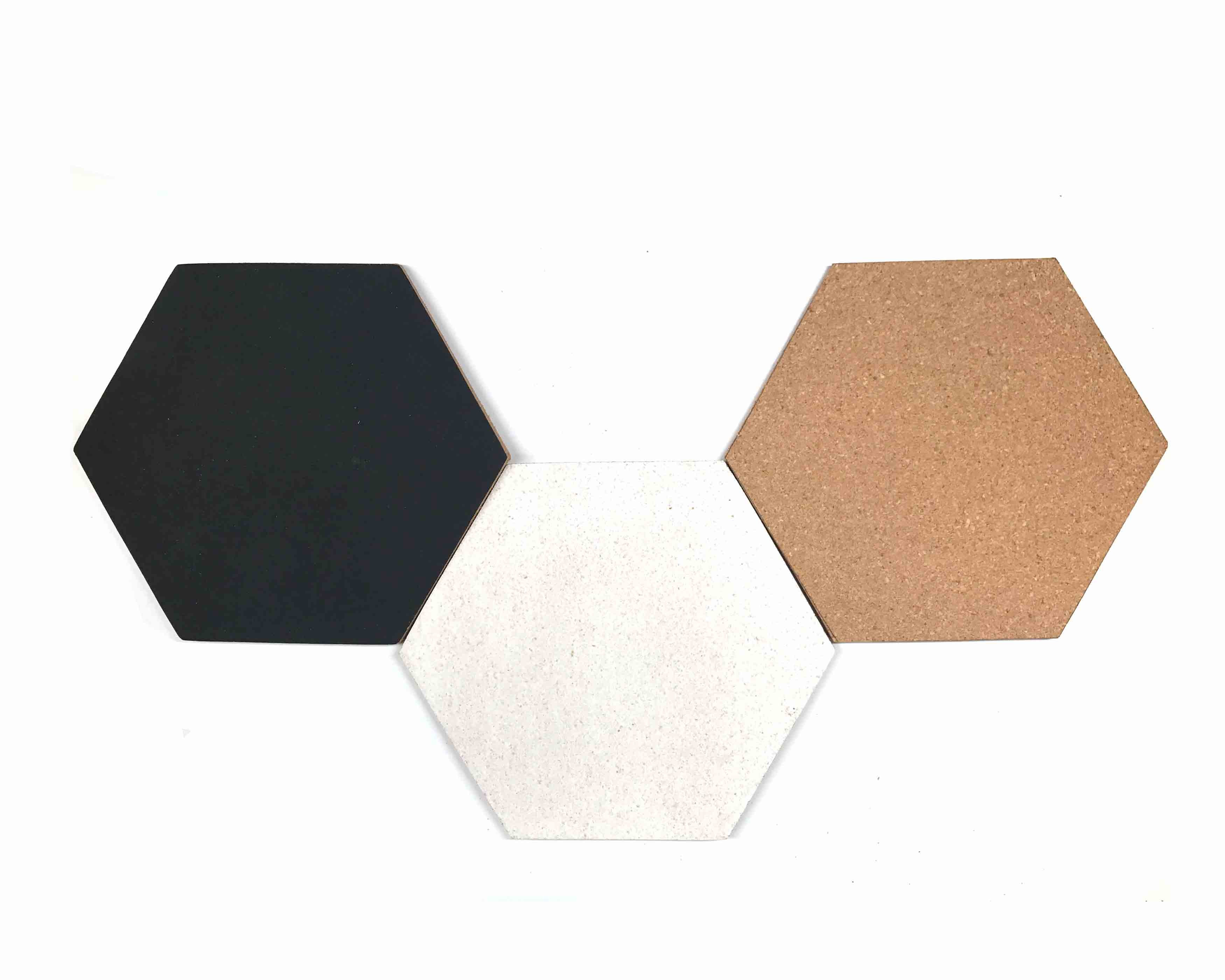 3 Pack Hexagon Cork Board Wall Tiles Durability White And Black
