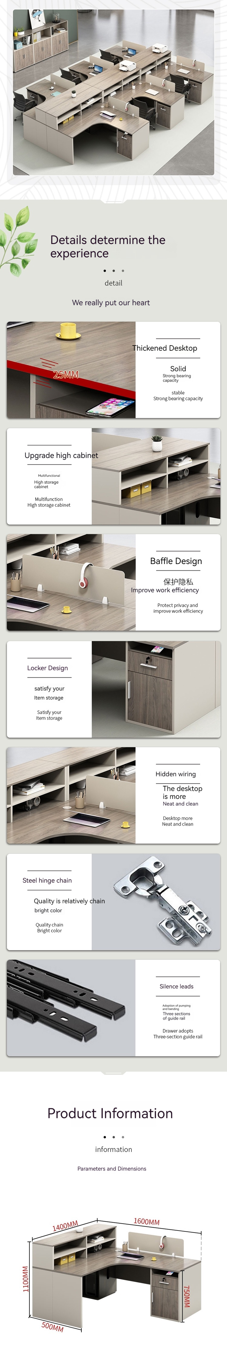 Modular Desk System for 4 People Customizable Office Furniture in Modern Design