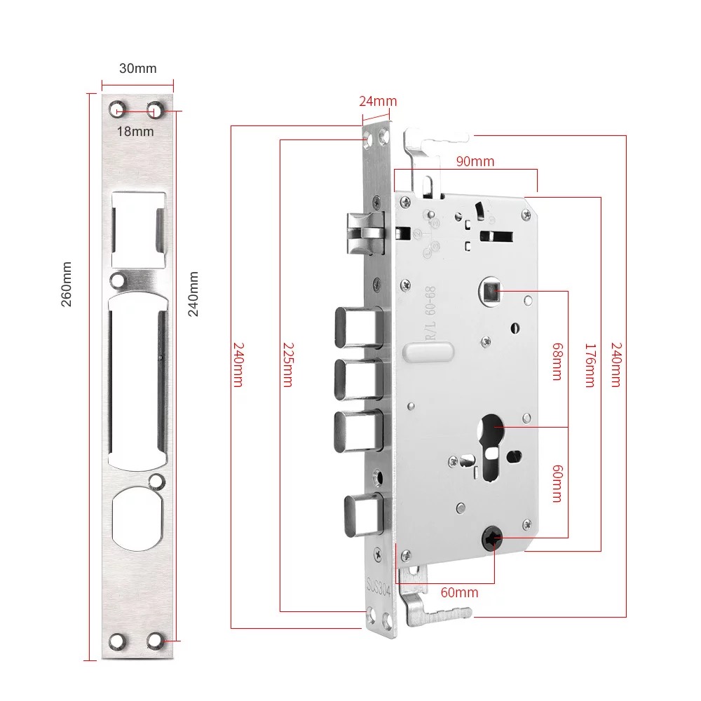 CE ROHS Door Lock Body Stainless Steel Mortise Lock Case