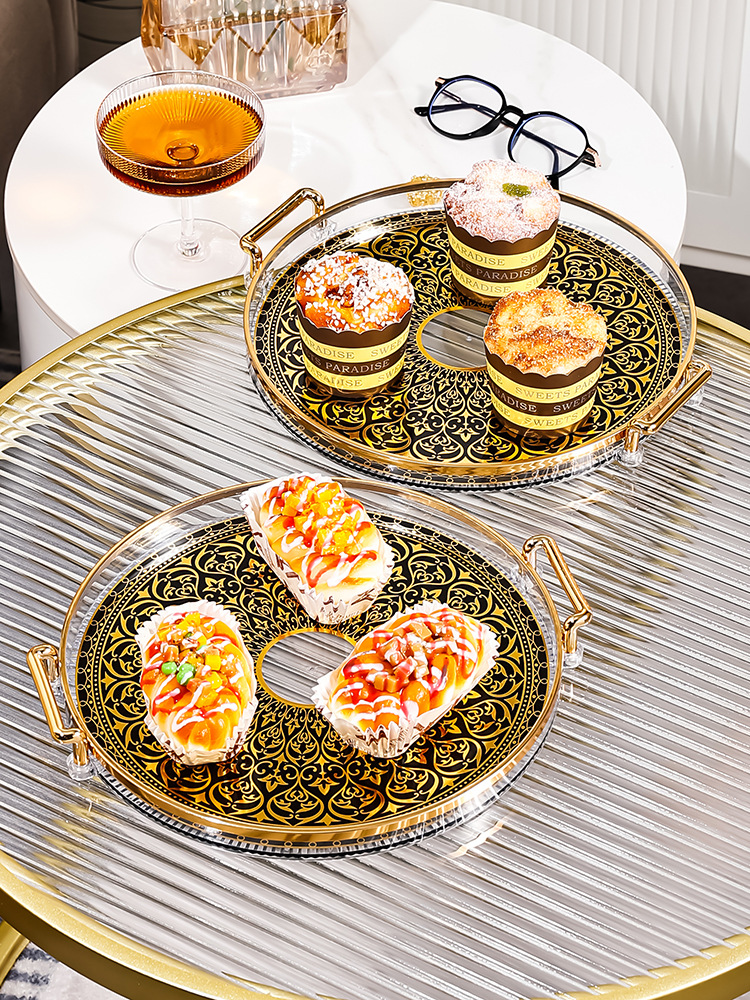 Ceramic Round Tray for Securely Holding Cups Dishes Plates Durable Non-Slip Grip