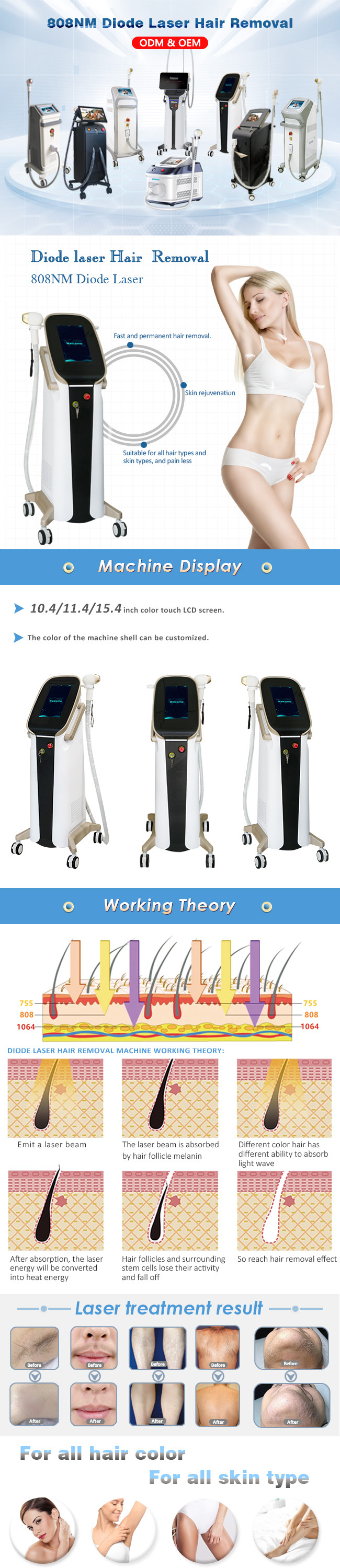 600watt 808nm Diode Laser Hair Removal Machine 120J/Cm2 For Permanent Head 10Hz