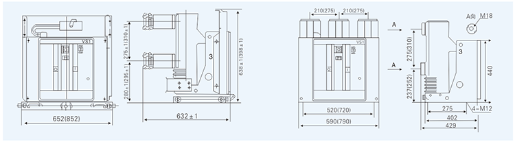 High Voltage Vacuum Circuit Breaker 11kv 12kv JB IEC Standard Fundable