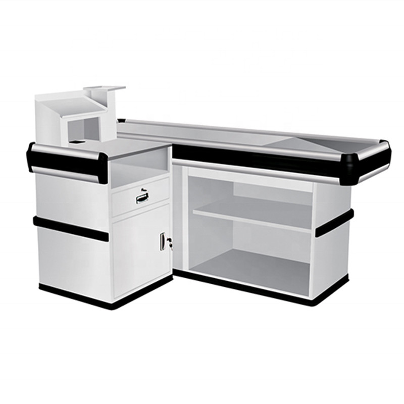 1.8M Mirror Polished Metal Supermarket Checkout Counter For Retail Stores 1200MM