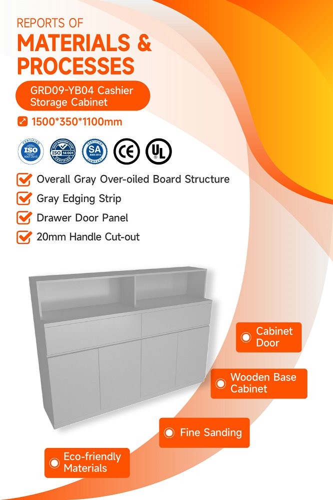 GDR09-YB04 Retail Display Counter with Gray Edging Strip and Space Optimization for Department Stores