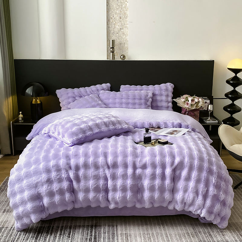 Luxury and Warmth with Sustainable Milk Velvet Mink Rabbit Fur Bedding Set