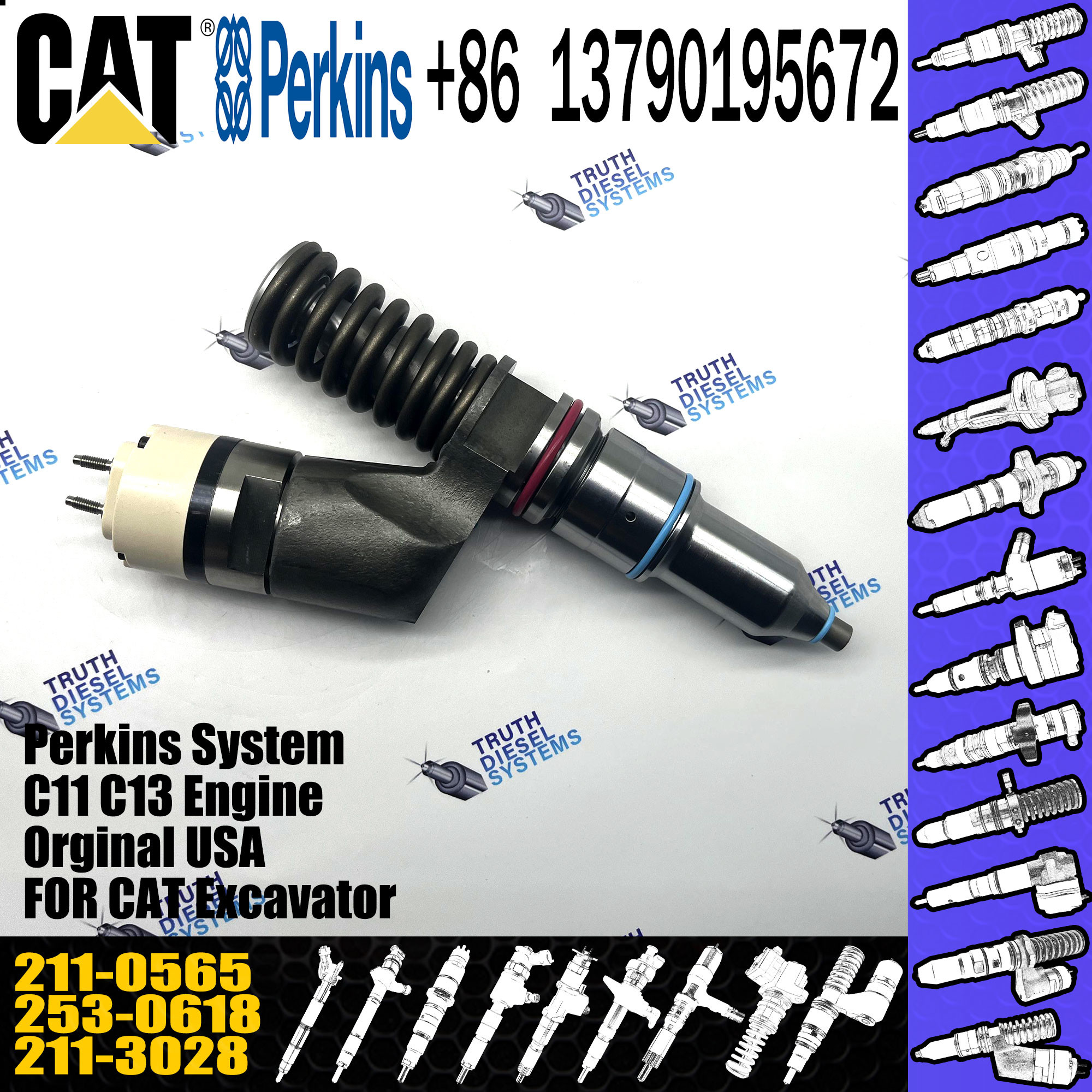 Excavator Parts C13 C15 C18 Engine Injector 253-0618 10R-7231 211-3028 211-0565 211-3023