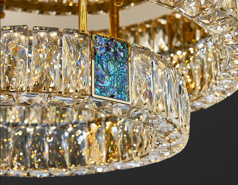 Multilayer Round Large Flush Mount Crystal Chandelier Dimmable For Home Hotel