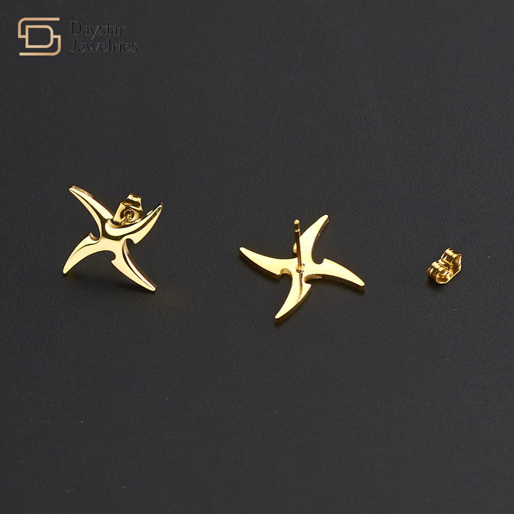 Anime Naruto Titanium Steel Jewelry Shuriken Kunai Symbol Stud Earrings For Teens