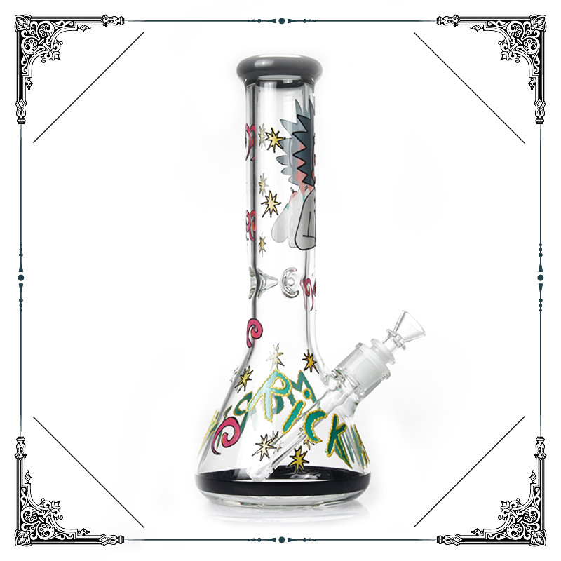 7MM Glass Water pipes Hand Drawing Art Bong Glass Smoking Hookah Beaker Bongs