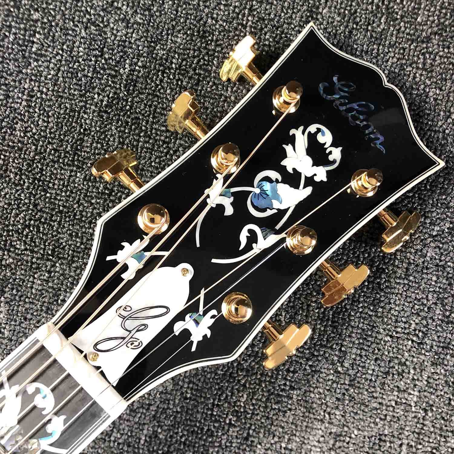 Custom 42" Deluxe AAAA All Solid Wood Real Abalone Binding Ebony Fingerboard Cocobolo Back Side SJ200 Acoustic Guitar