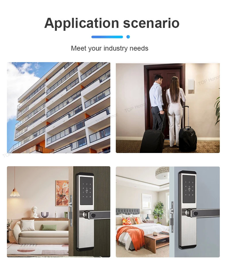 TH522 Apartment Smart Door Lock With Fingerprint Code IC Card Key TTLock Unlock