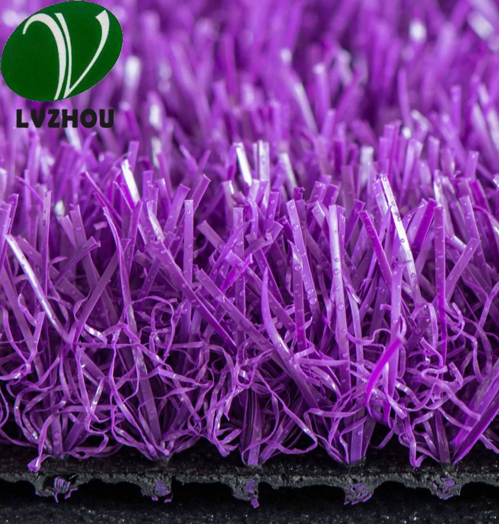 25mm Colorful Artificial Grass / Purple Fake Grass 16800 Density Ornamental