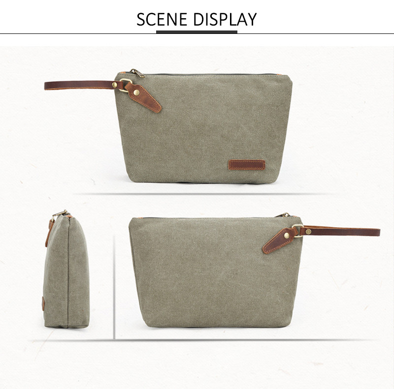 Blank Pure Color Zipper Cotton Canvas Makeup Bag