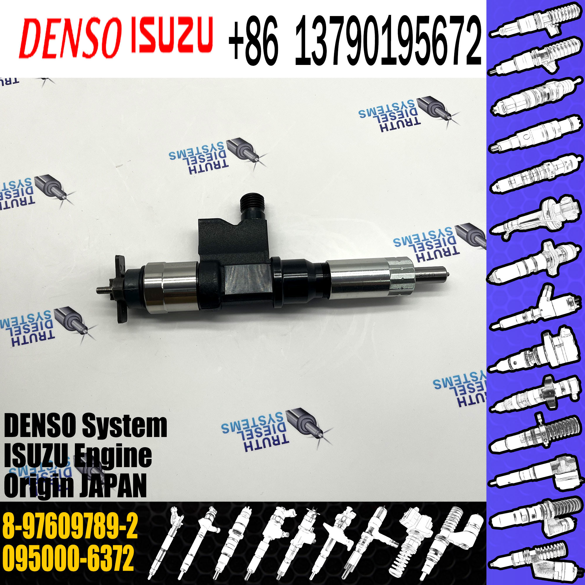 Good Quality Diesel Common Rail Fuel Injector 095000-6372 8-97609789-2 For ISUZU