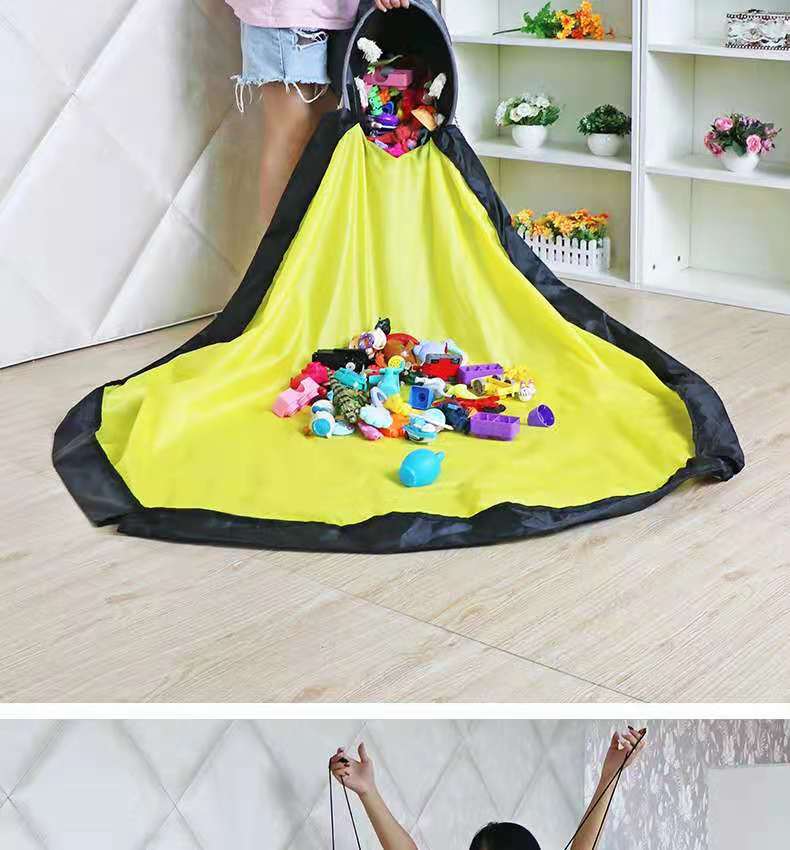 Toy Storage Bag with large play mat Kids Organizer Baskets with removable play mat Indoor & Outdoor toy Quick Collapsible Bin