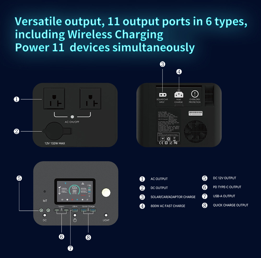 110V 220V UPS Portable Power Station 672Wh 600W Big Capacity Fast Charging
