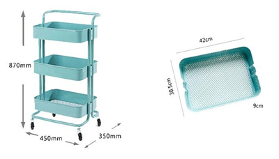 Powder Coated Surface Supermarket Display Shelf 3 Tiers With Wheels
