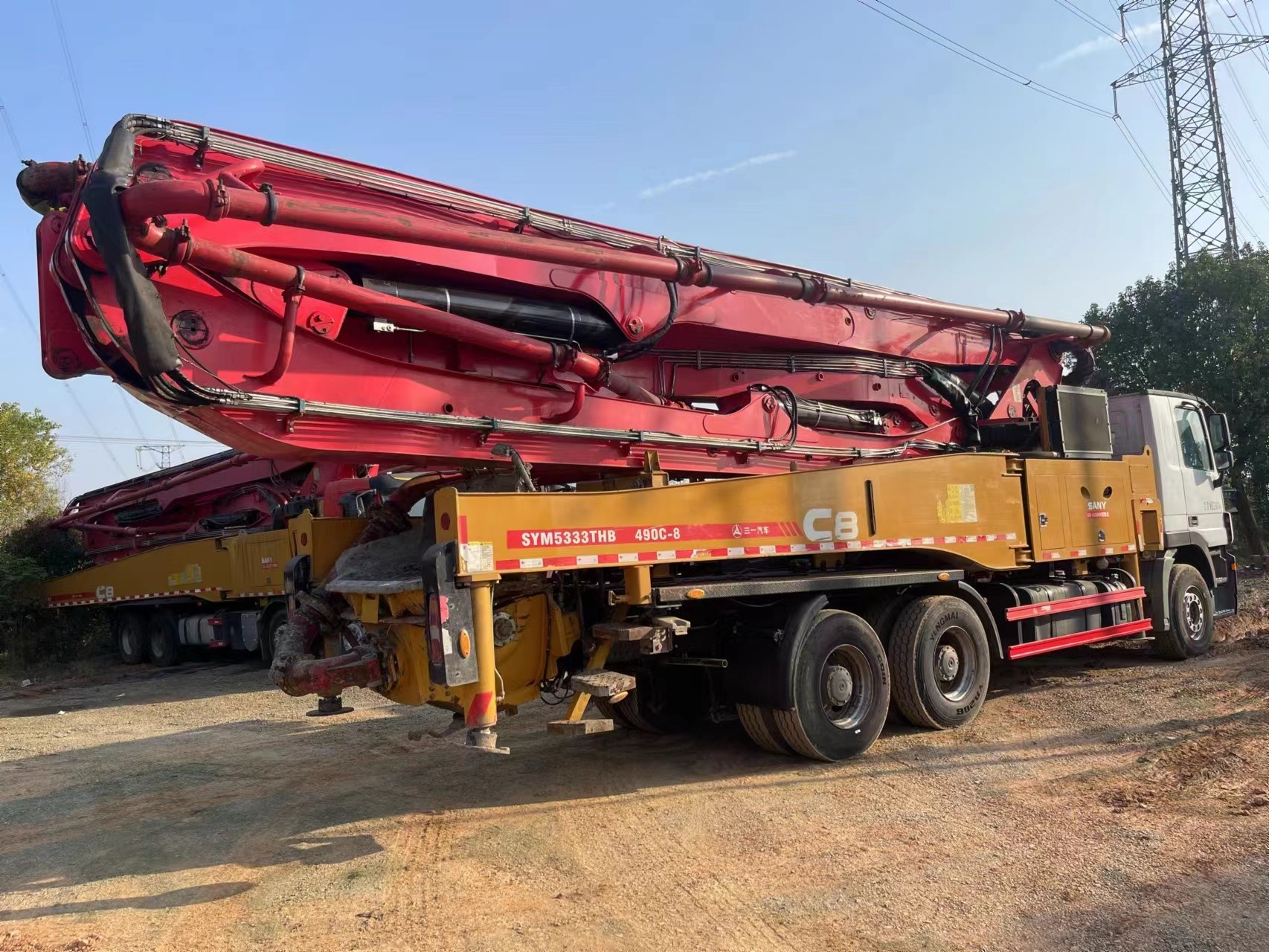 2019 2018 SANY Mercedes chassis 49m 56m Remote Control Concrete Pump Truck 44400KG with 315kw Engine Power
