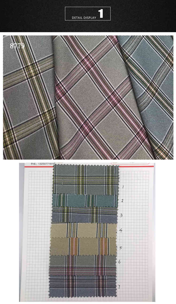 Stretch Polyester Rayon Yarn Dyed Gingham TR Check Fabrics Twill Plaid