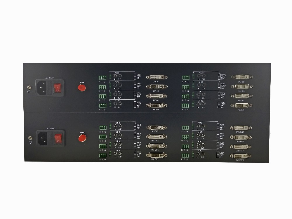 8 channel uncompressed DVI forward video to fiber converter + 8 ch RS232+ 8 channel audio