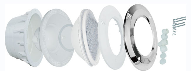 Plastic Body Swimming Pool Light Housing , Stainless Steel PAR56 Pool Light Niche