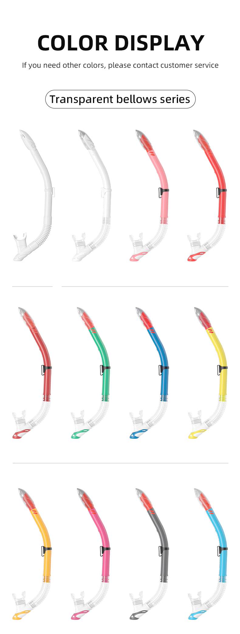 Freediving Scuba Semi Dry Snorkel For Spearfishing Silicone Mouthpiece