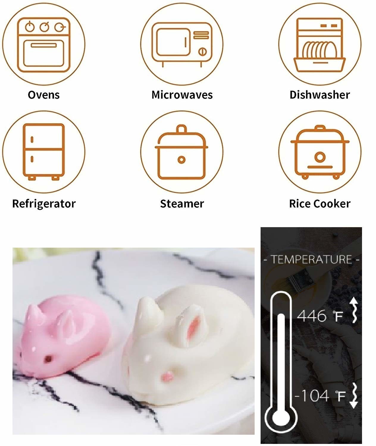 3D Mini Silicone Baking Mold For Mousse Cake Fondant Soap Ice Cream Chocolate Candy Rabbit Molds 6 Cavitity