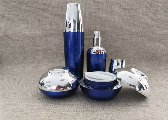 Durable Clear Acrylic Storage Jars Royal Blue Color For Facial Cream