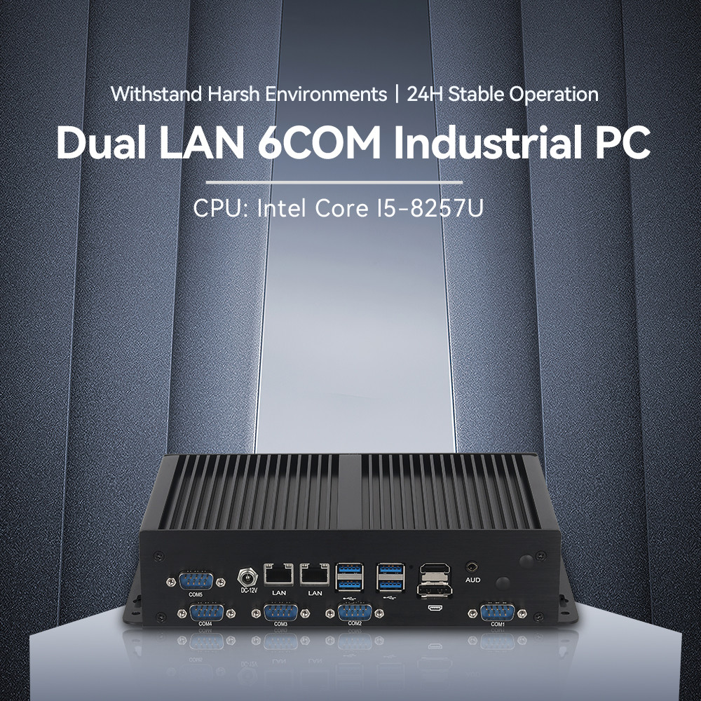 DDR4 Fanless Industrial Mini PC Dual LAN 6COM Intel Core Celeron Series
