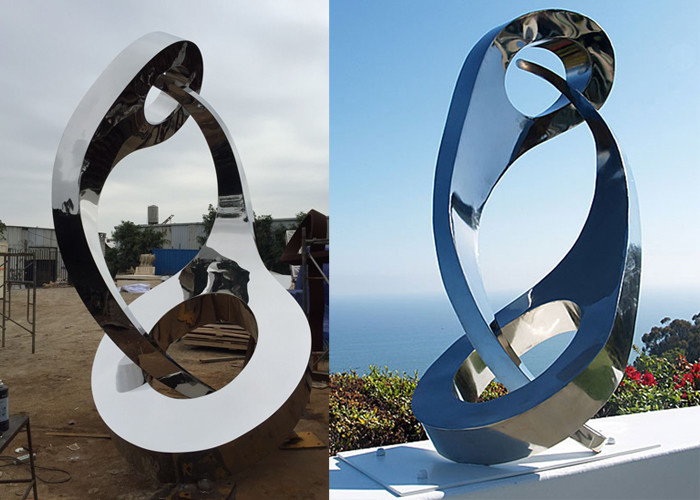 Contemporary Outdoor Metal Statues / Lover Large Garden Sculptures Metal