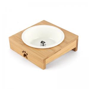 China  				Wholesale Pet Feeder Wooden Ceramic Dog Bowls with Stand 	         on sale
