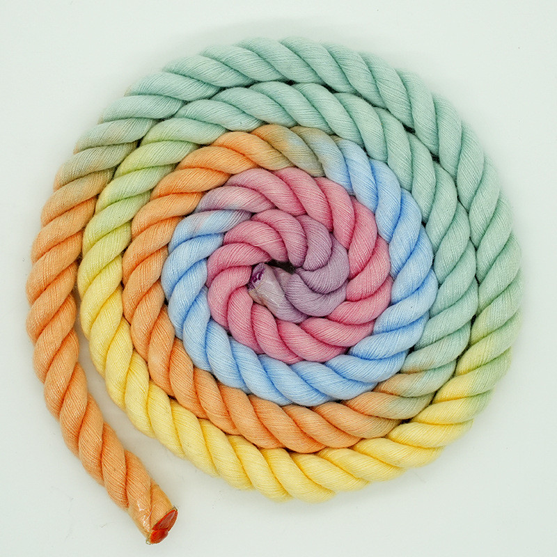 13mm Three Strand Cotton Rope Twisted Mixed Color Dog Leash Climbing Rope