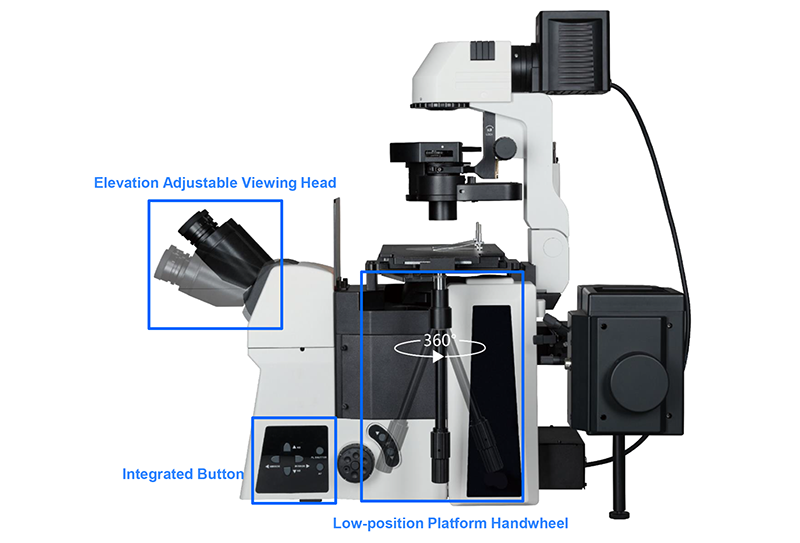 Opto Edu A16.0960 Research Level Inverted Fluorescent Microscope Motorized Nosepiece Condenser