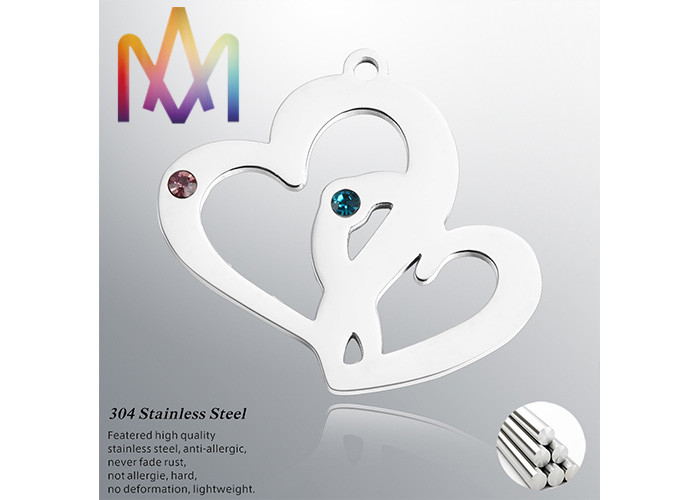 SS304 Hollow Double Heart Shape Pendant 25.5x28.5mm