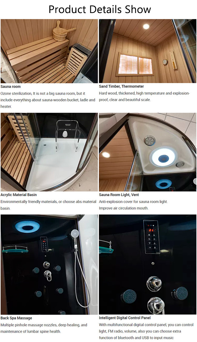 Dry Sauna Combined Wet Steam Room Wooden Sauna Cubicle With Shower Cabin