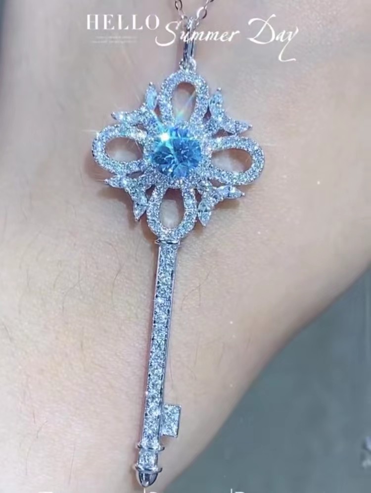 IGI Lab Grown Diamond Jewelry Blue Round 18k White Gold Engagement 1.05 Carat