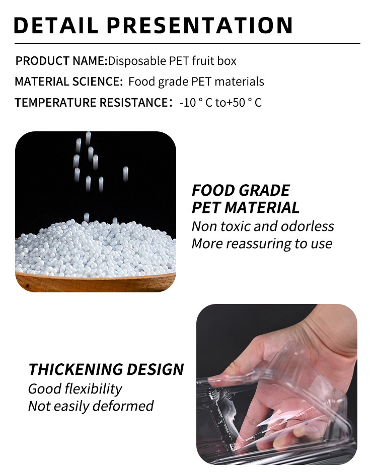 Clear Disposable Plastic Food Containers Hinged Lid Box For Cake Pastries