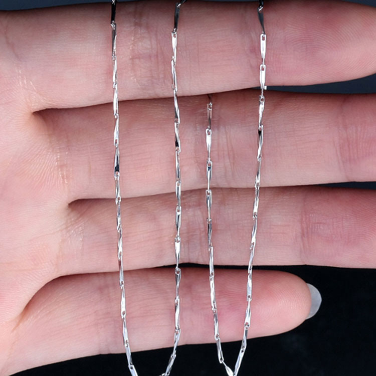 18K White Gold Small Link Chain Necklace for Women (NG012)