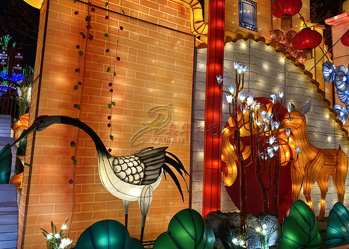 Luma Multicolored Crane Fabric Chinese Lanterns Handmade Fun With Mall Display