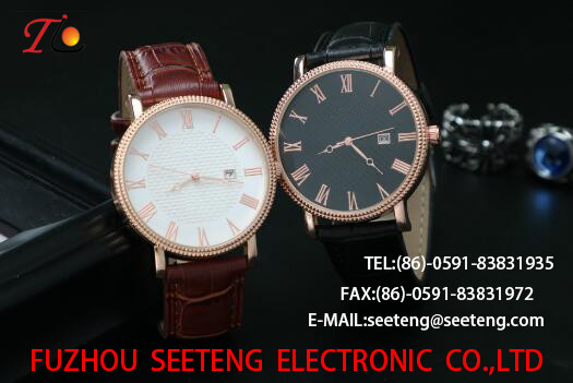 wholesale customization Pu watch Round dial alloy case quartz watch fashion watch concise style black/brown pu strap