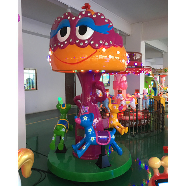 3 seats sika deer carousel with durable cartoon design for family entertainment center