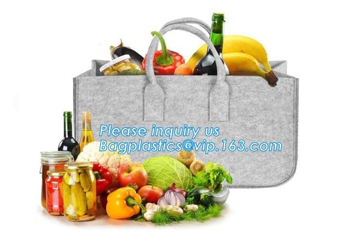 Eco-Friendly Grey Reusable Felt Grocery Shopping Handbag Tot Bag For Women Men,Mesh bags,Shopping bags, Drawstring bags,