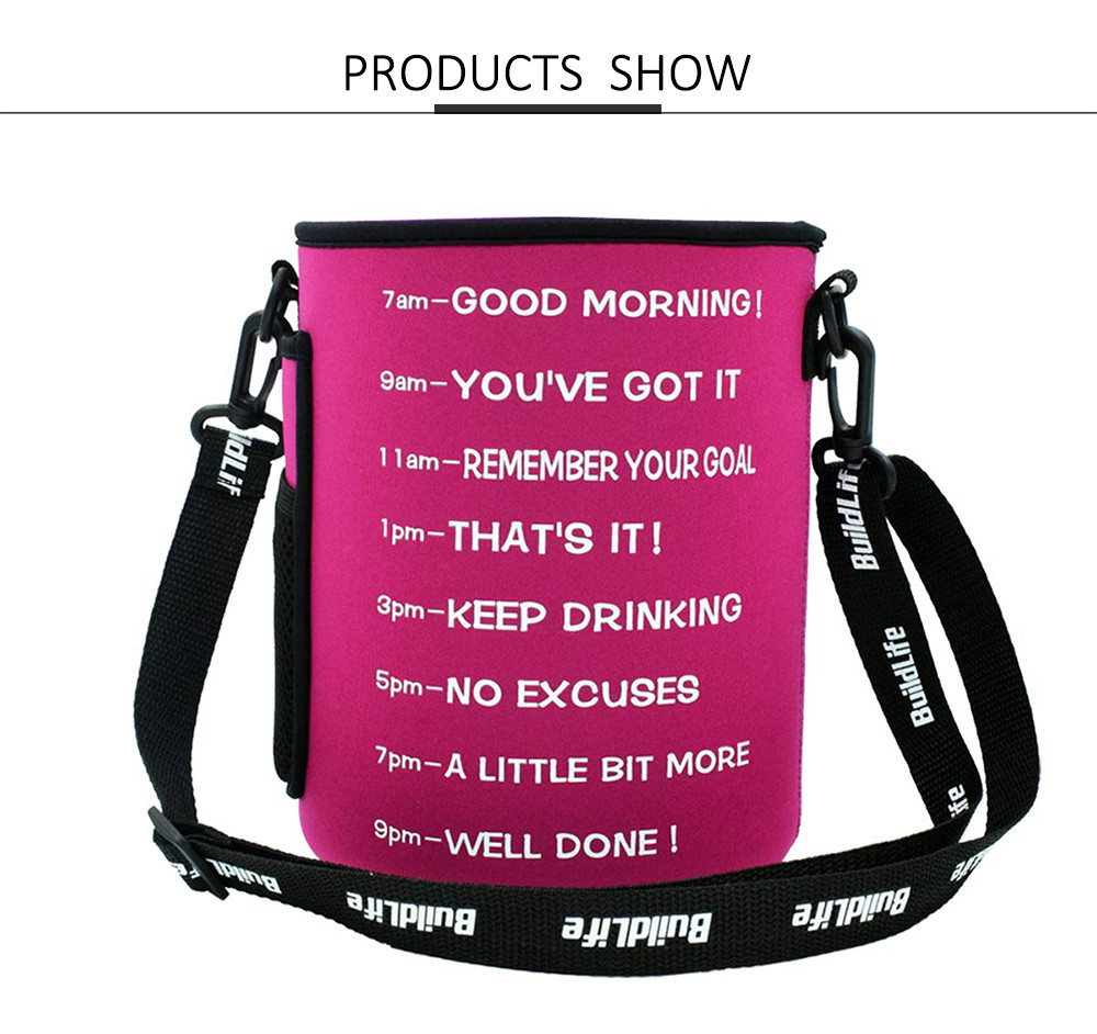128oz Neoprene Glass Water Bottle Cooler Sleeve With Time Marker