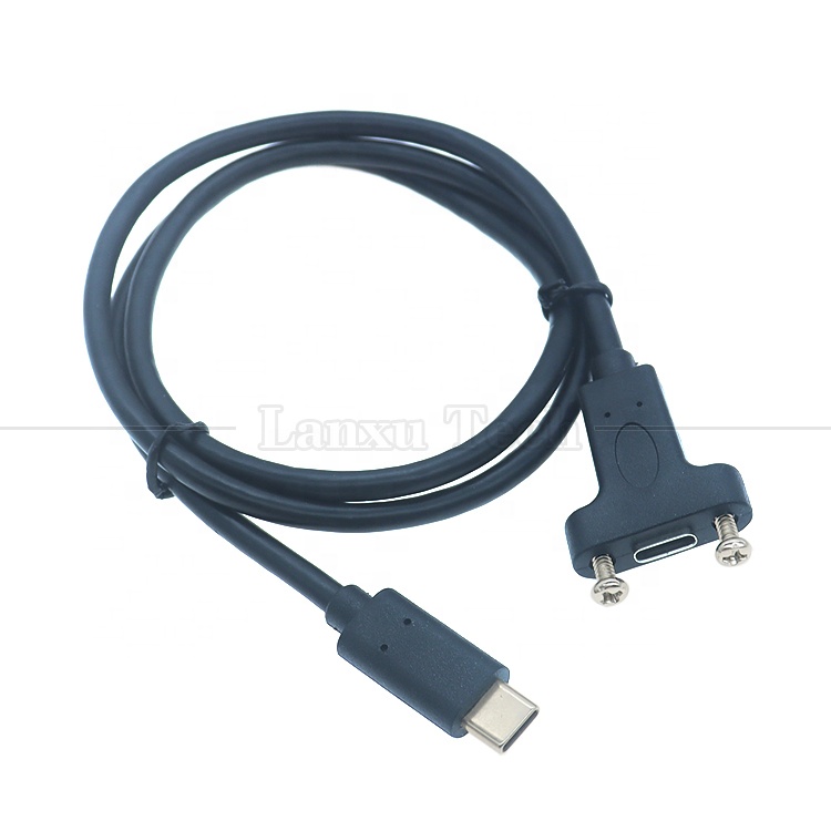 USB3.1 Gen2 10Gbps Screw Locking USB Type C Male to Female Panel Mount Extension Cable