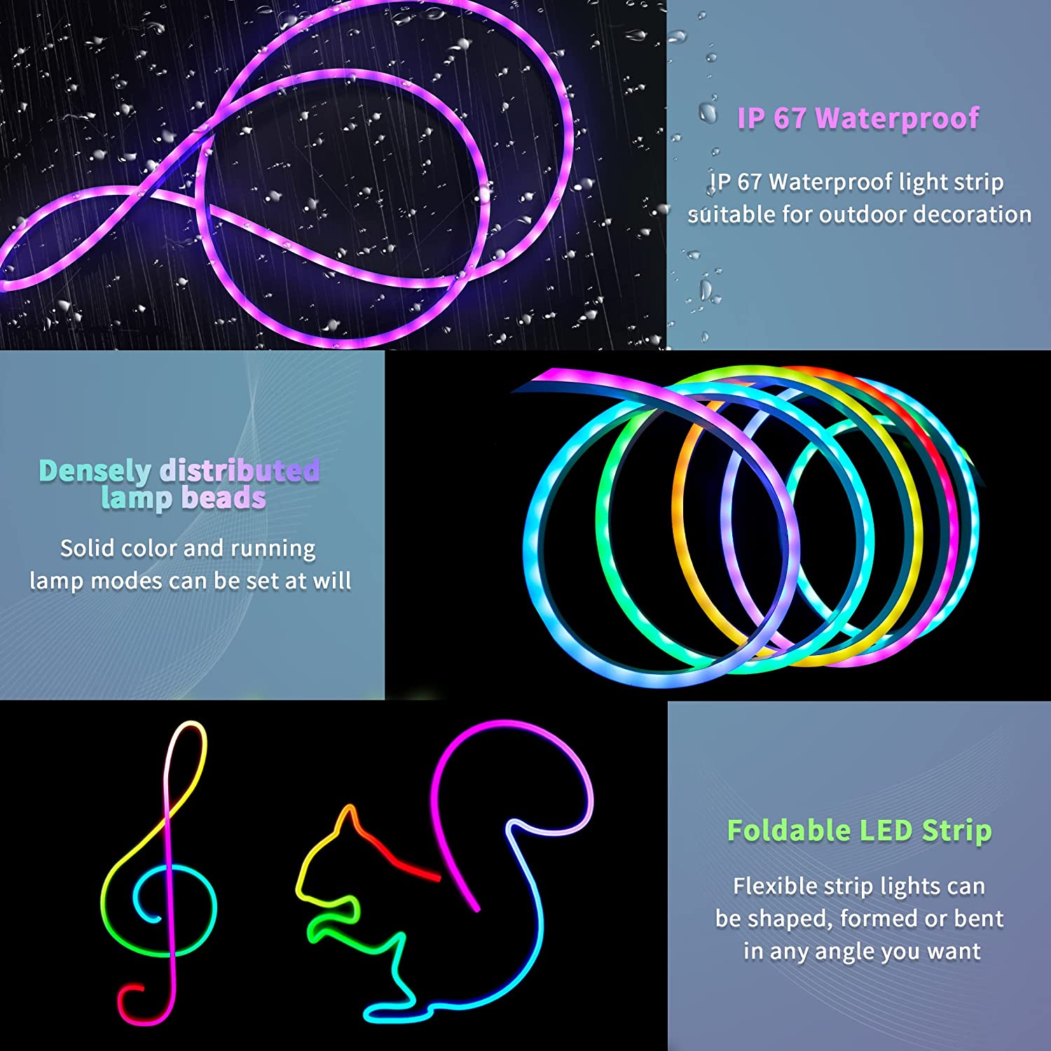 Bluetooth Tuya Dimmable LED Strip 2000mm 3000mm Led Neon Flex RGB