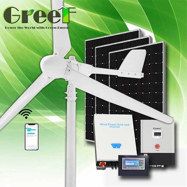 1KW 2KW Installation 3 Phase Solar Wind Hybrid System Horizontal Axis Wind Turbine