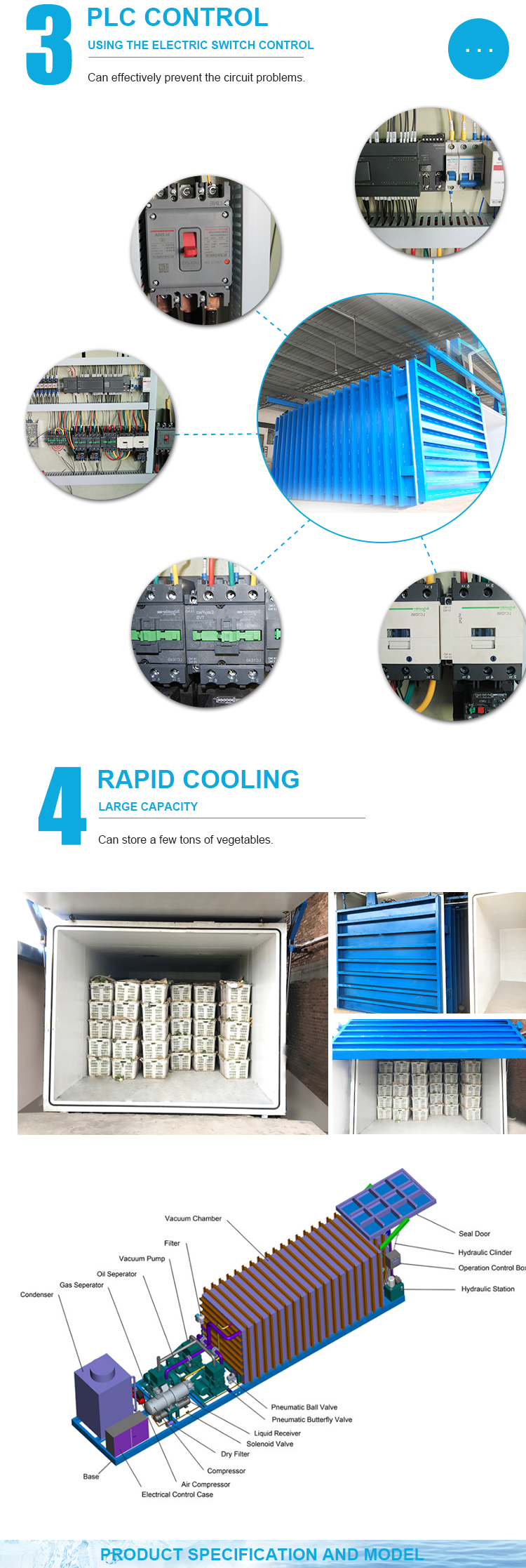 PLC Control Vacuum Cooling Machine , Vacuum Cool Chamber For Vegetables / Fruits