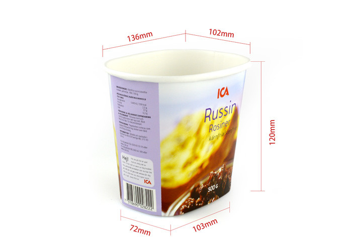 Food Grade Ice Cream Cup Empty Oval Paper Tube Packing With PE Lid